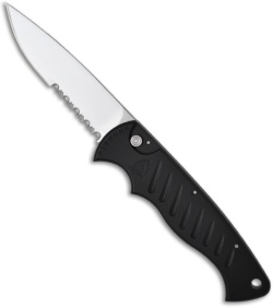 Piranha Black P-1 Pocket Automatic Knife (3.2" Mirror Serr)