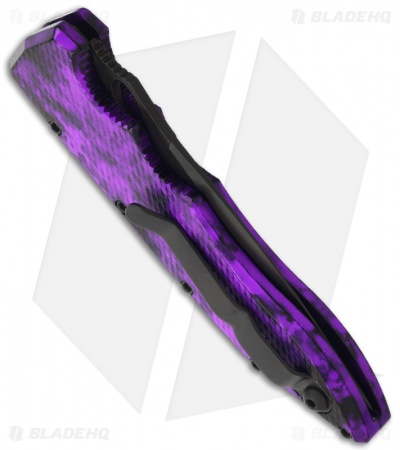 Piranha Mini Predator Plum Tactical Automatic Knife (3.5" Black Serr)