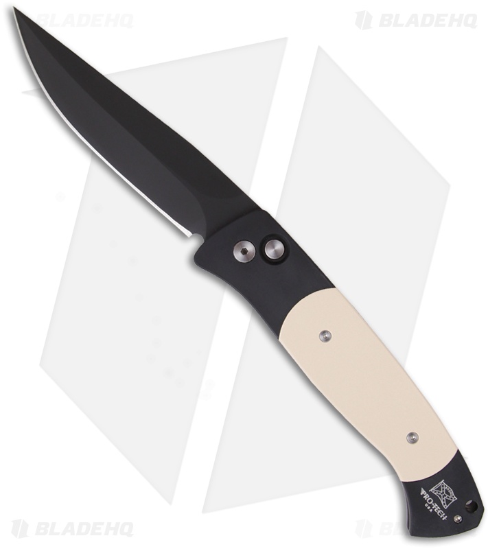 Pro-Tech Brend 1 Large Tuxedo Automatic Knife Ivory Micarta (4.6" Black) 1152