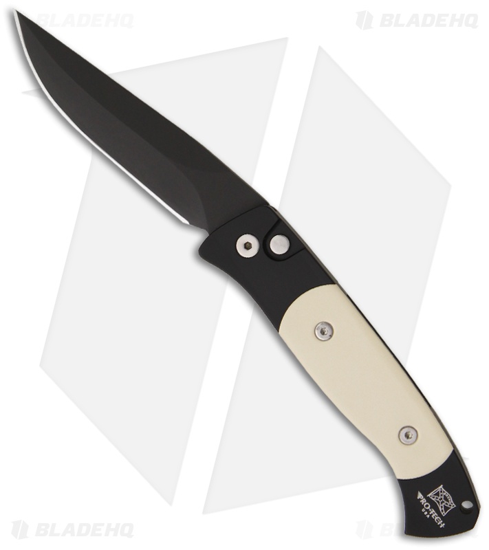 Pro-Tech Brend 2 Small Tuxedo Automatic Knife Ivory Micarta (2.9" Black)