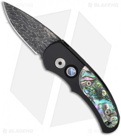 Pro-Tech Custom J4 Runt Automatic Knife w/ Abalone (1.94" Damascus) 4450-AB