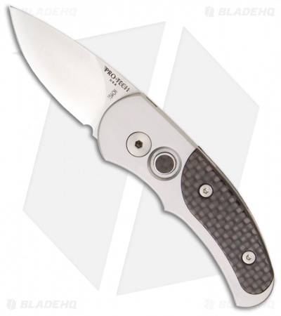 Pro-Tech Runt J4 Steel Custom Knife w/ Carbon Fiber (1.94" Satin Plain) 4454