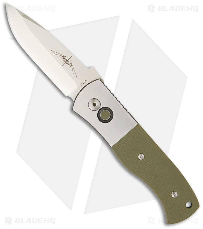 Emerson Protech Custom Steel CQC-7A Automatic Knife Green G-10 (3.25" Stonewash)