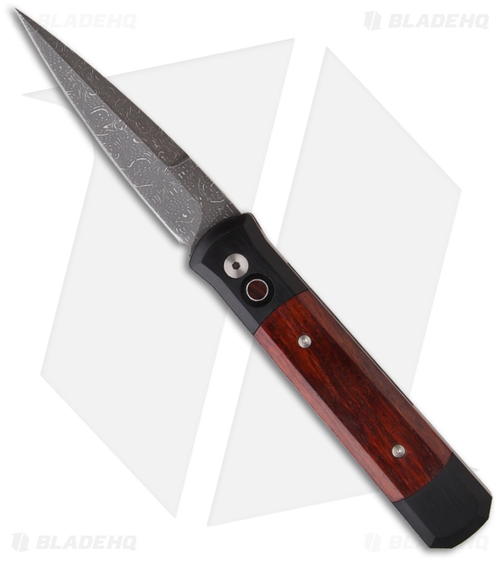 Pro-Tech Custom Godfather Automatic Knife Black w/ Cocobolo (4" Damascus)