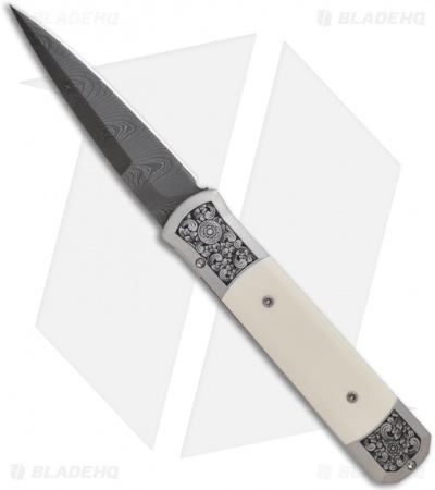 Pro-Tech Godfather "Ultimate Custom" Ivory Knife Bruce Shaw Engraved (Damascus)
