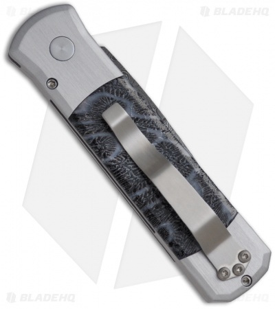 Pro-Tech Custom Damascus Godson Automatic Knife w/Brain Coral (3.15" Plain) V3