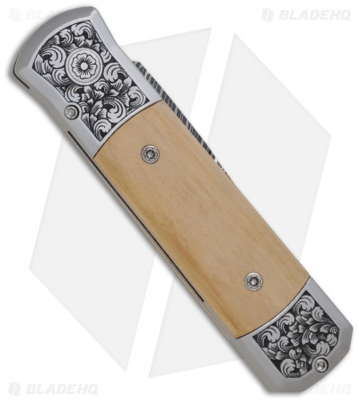 Pro-Tech Knives Custom Steel Godson Knife w/ Mastodon Ivory (Damascus)