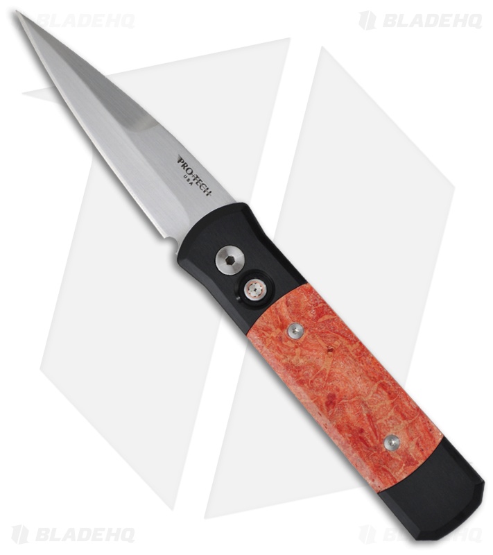 Pro-Tech Godson Custom Red Apple Coral Automatic Knife (3.15" Satin Plain) LTD