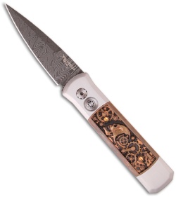 Protech Godson Steampunk Ultimate Custom Steel Automatic Knife (3.15" Damascus)