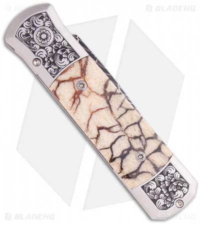 Protech Ultimate Custom Steel Godson Knife w/ Tiger Coral (3.15" Damascus)