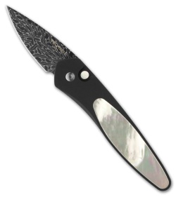 Protech Half-Breed Custom Pearl Automatic Knife (1.95" Damascus)