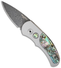 Pro-Tech Custom Runt J4 w/ Abalone Inlays (1.94" Damascus)