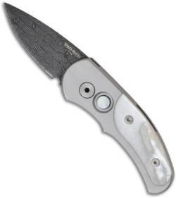 Pro-Tech Custom Runt J4 w/ Mother of Pearl Inlays (1.94" Damascus)