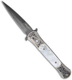 Pro-Tech Large Don Ultimate Masterpiece Custom Knife Mother of Pearl Damascus