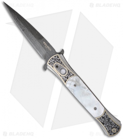 Pro-Tech Large Don Ultimate Masterpiece Custom Knife Mother of Pearl Damascus