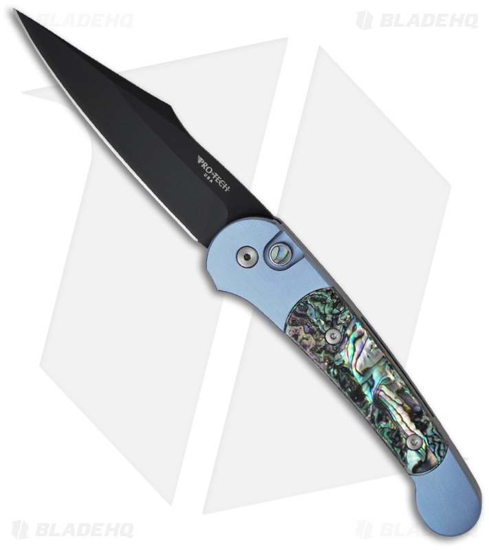 Pro-Tech Monaco Custom Titanium Automatic Knife w/ Abalone (3.3" Black)