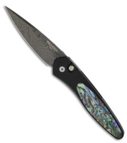 Protech Custom Newport Automatic Knife Paua Abalone (3" Damascus)