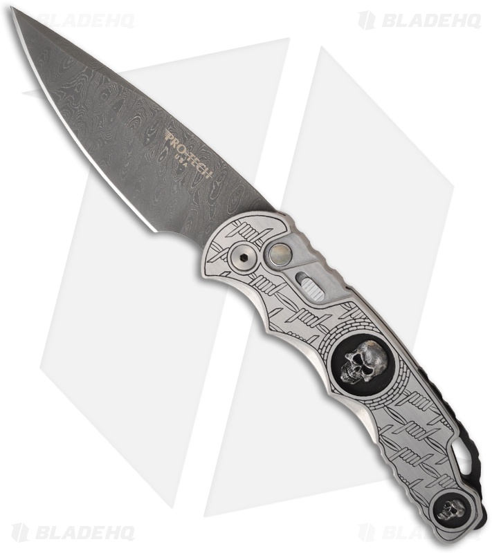 Pro-Tech TR-4 Skull Custom Tactical Response Automatic Knife (4" Damascus) #1