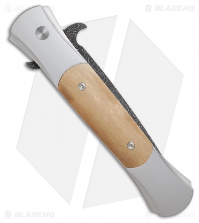Pro-Tech Large Don Steel Custom Automatic Knife Mastodon Ivory (4.5" Damascus)