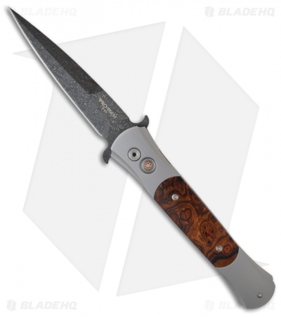 Pro-Tech Large Don Steel Custom Automatic Knife Desert Ironwood (4.5" Damascus)