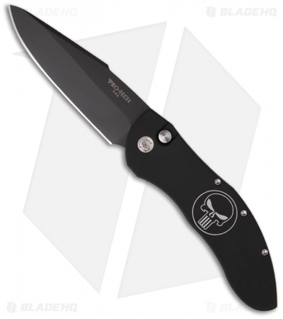 Pro-Tech Doru Punisher Skull #1 Automatic Knife Elishewitz (3.5" Black Plain)