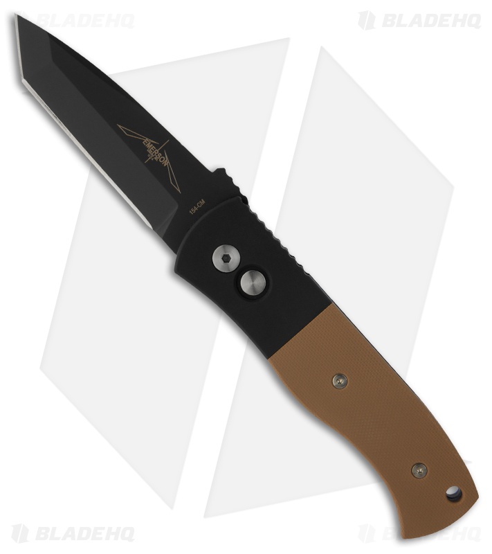 Emerson Protech CQC-7 Automatic Knife w/ Coyote Brown G-10 (3.25" Black Plain)