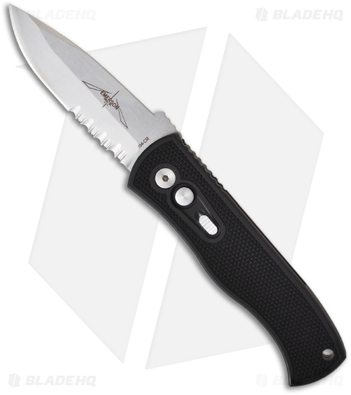 Emerson Pro-Tech CQC7-A Spear Point Auto Knife w/ Knurl (3.25" Stonewash Serr)