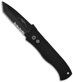 Pro-Tech Emerson CQC-7 Automatic Tanto Knife w/Solid Handle (3.25" Black Serr)