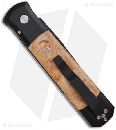 Pro-Tech Godfather Automatic Knife Black / Maple Burl (4" Black) 907