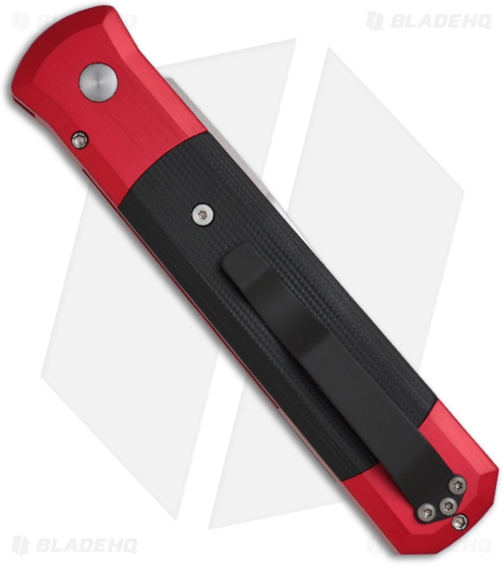 Pro-Tech Godfather Automatic Knife Red w/ Black G10 (4" Satin Plain) 915-RED