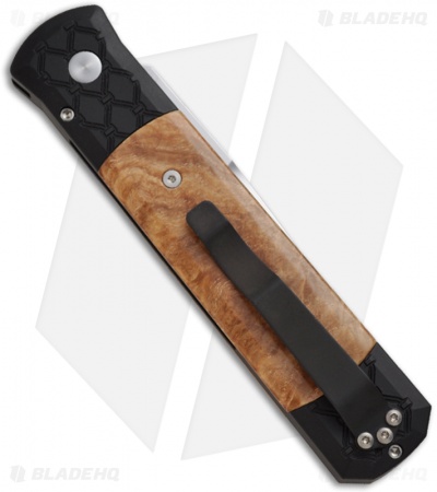 Pro-Tech Godfather Automatic Knife w/ Weave & Black Ash Burl (4" Polished) 942