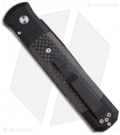 Pro-Tech Godfather Automatic Knife Black w/ Carbon Fiber (4" Black) 901BT