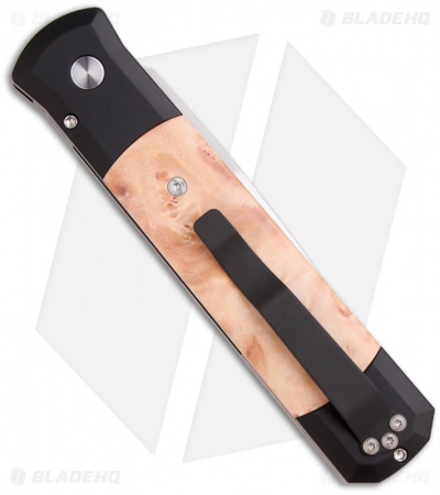 Pro-Tech Godfather Automatic Knife Black/Maple Burl (4" Satin) 906