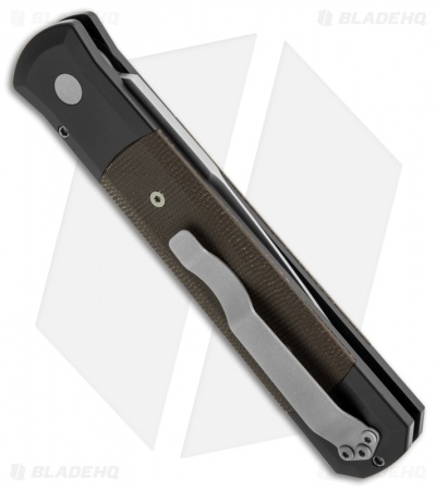 Pro-Tech Godfather Automatic Knife Green Micarta (4" Black Plain) 935