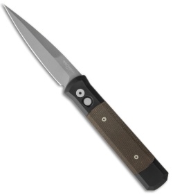 Pro-Tech Godfather Automatic Knife Green Micarta (4" Black Plain) 935