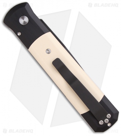 Pro-Tech Godfather Tuxedo Automatic Knife Black/Ivory Micarta (4" Black) 952