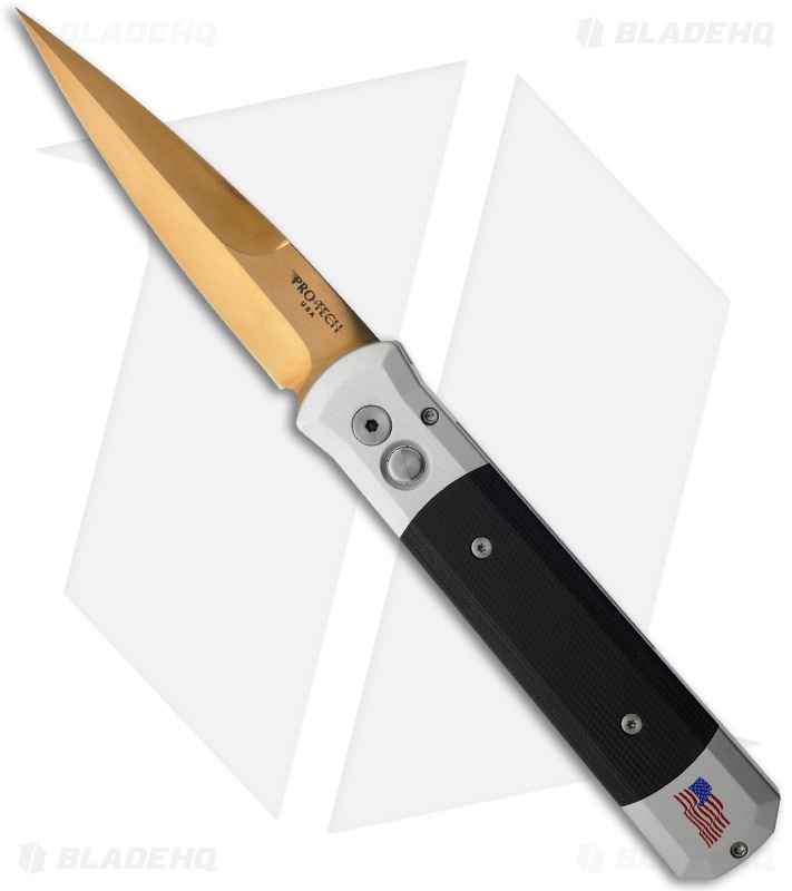 Protech Ltd Edition Godfather Automatic Knife Gray w/ Black G10 (4" Gold-Ti) #7