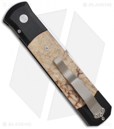Pro-Tech Godfather Automatic Knife Black w/ Tiger Coral (4" Polished Plain)