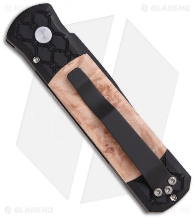 Pro-Tech Godson Knife Weave Handle w/ Maple Burl (3.15" Black Plain) 742