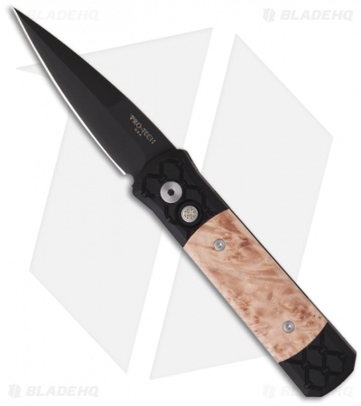 Pro-Tech Godson Knife Weave Handle w/ Maple Burl (3.15" Black Plain) 742