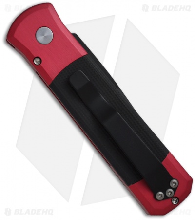 Pro-Tech Godson Red Automatic Knife Black G-10 (3.15" Black) 702