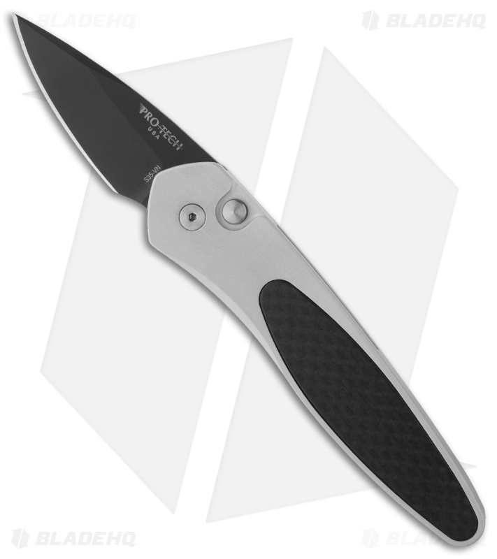 Protech Half-Breed Silver Automatic Knife Carbon Fiber (1.95" Black) 3612