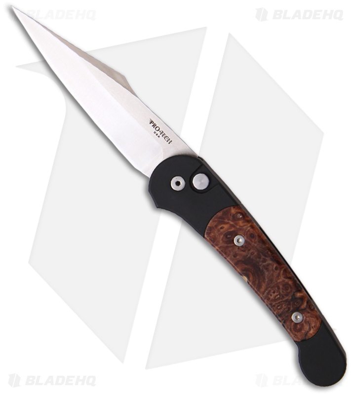 Pro-Tech Monaco Automatic Knife w/ Maple Burl Inlays (3.4" Satin Plain) 506