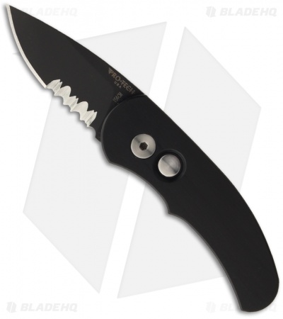 Protech Runt J4 Automatic Knife Black Handle (1.94" Black Serr) 4415PS