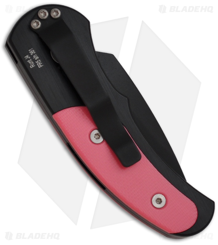 Pro-Tech Runt J4 Automatic Knife w/ Pink G-10 (1.94" Black Plain) 4446