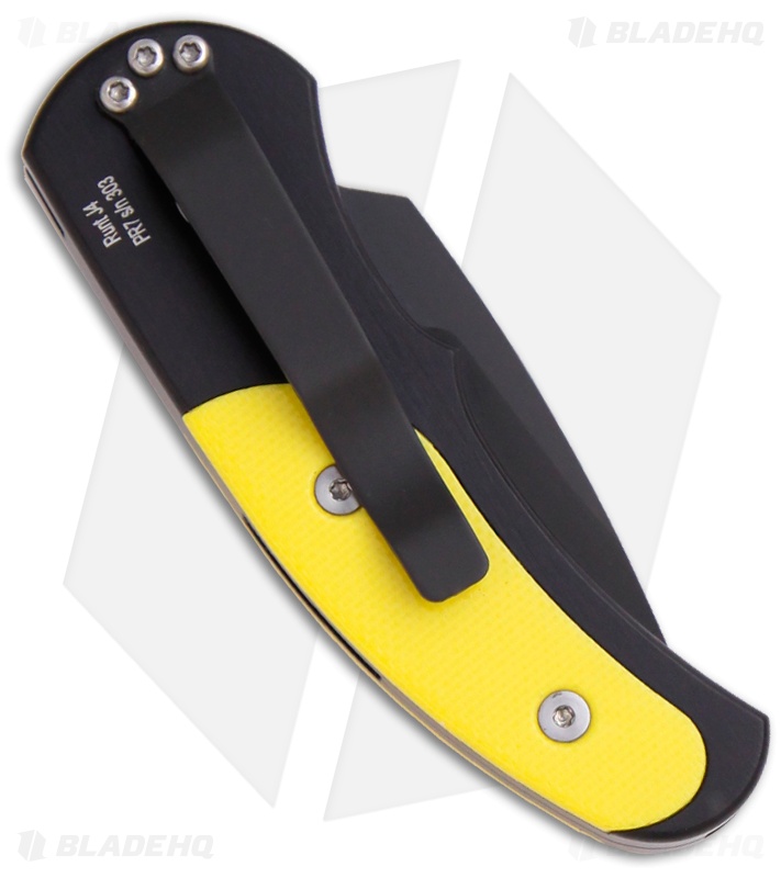 Pro-Tech Runt J4 Automatic Knife w/ Yellow G-10 (1.94" Black Plain) 4449