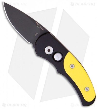 Pro-Tech Runt J4 Automatic Knife w/ Yellow G-10 (1.94" Black Plain) 4449