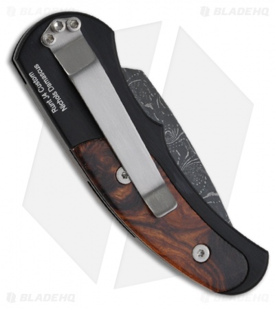 Pro-Tech Runt J4 Damascus Custom w/ Desert Ironwood Inlays