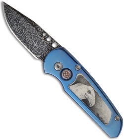 Pro-Tech One-of-a-Kind Custom Runt 2 Titanium Automatic Knife (1.9" Damascus)