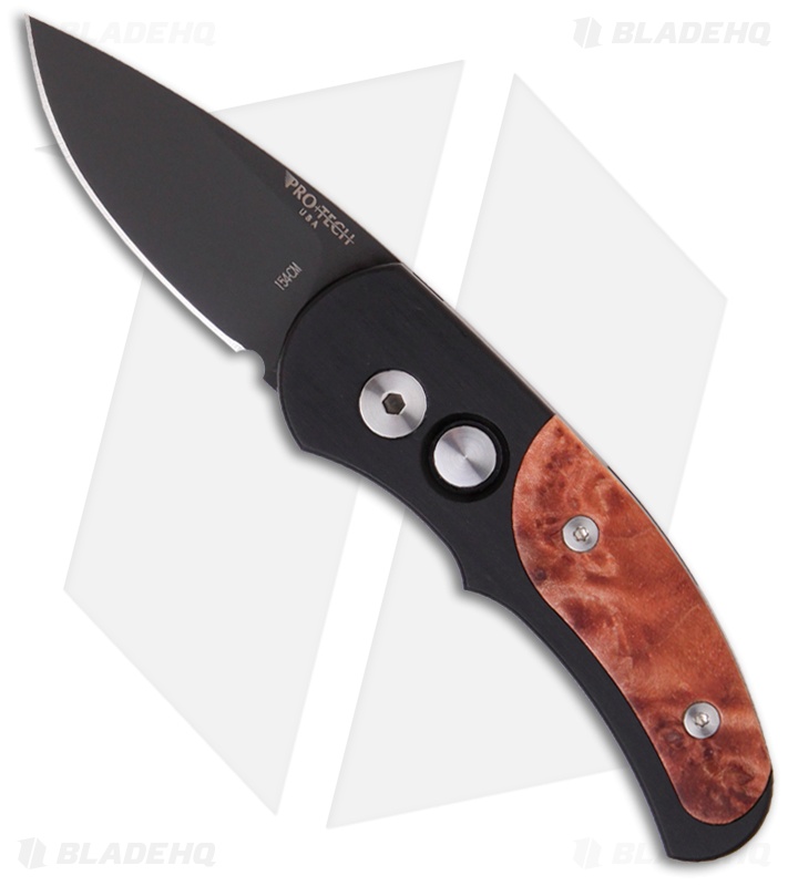 Pro-Tech Runt J4 Automatic Knife Maple Burl Handle (1.94" Black Plain) 4407